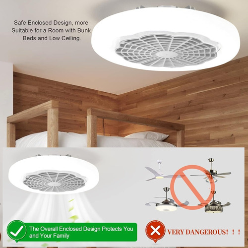 Ventilador De Techo Con Ly Ces E27 Y Control Remoto 3 Nivele