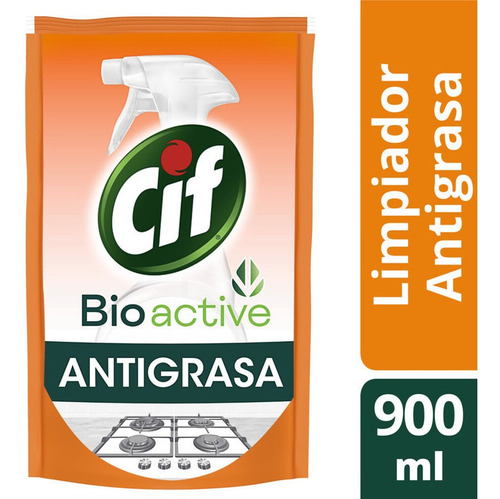 Limpiador Cif Antigrasa Bio Active Repuesto X900 Ml Cocina 