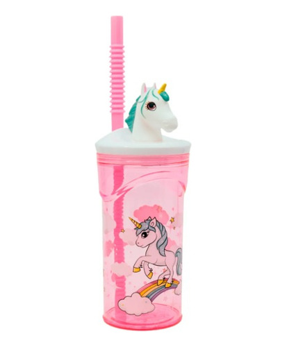 Vaso Premium Con Figura 3d - 360 Ml - Unicornios