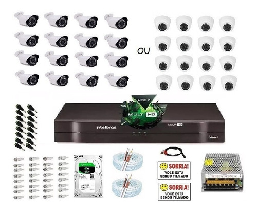 Kit Cftv Ahd 16 Cameras 720p Hd Ir+dvr 16 Canais Intelbras