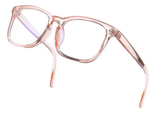 Lentes Con Bloqueo Luz Azul Y Uv400 Rosados Modernos Estuche