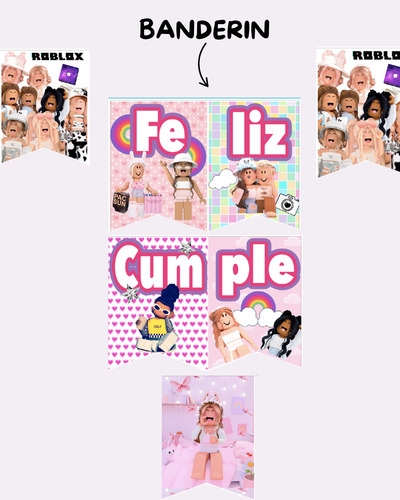 Pack De Globos Roblox Nena Topper Sticker Banderin Numero Rosa R8