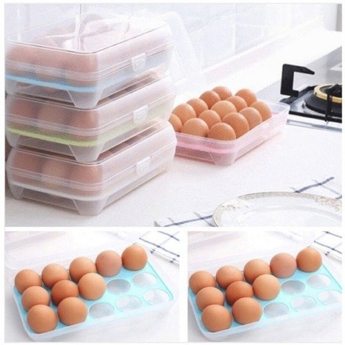 Huevera Con Tapa 15 Huevos Organizador Heladera Hermético