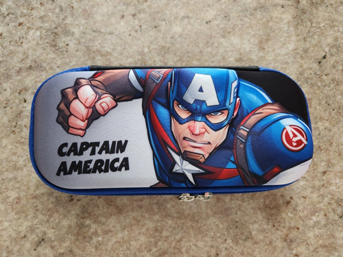 Cartuchera Escolar 3d Lapices Capitán America 22x10x4cm