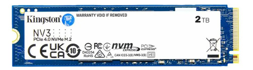 Ssd M.2 Nvme 2280 Kingston 2tb Nv3 Snv3s/2000g Pci-e Gen 4.0 Formato M.2 2280 Velocidade De Leitura Até 6000 Mb/s E Gravação Até 5000 Mb/s Cor Azul