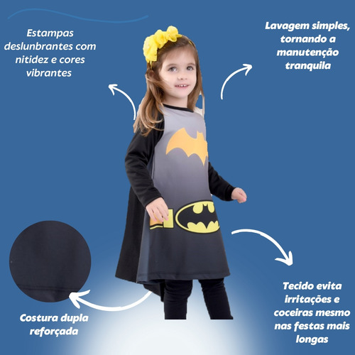 Kit 3 Vestido Fantasia Desenhos Heroinas Com Capa Atacado