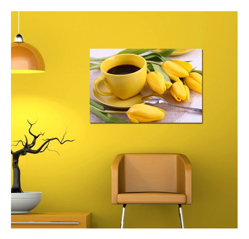 Vinilo Decorativo 40x60cm Desayuno Taza Amarilla