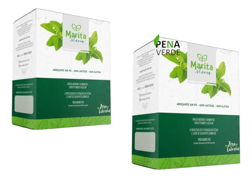 2 Caixas Adoçante Marita Planta Natural Stévia 25g Original