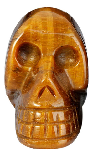 Estatua Tallada Calavera Cristal 1.5 Coleccionable Ojo Tigre