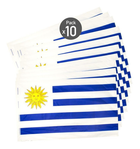 Pack X 10 Banderas De Uruguay 150x90cm Poliéster Disershop