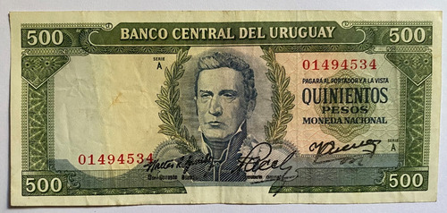 Billete Uruguay 500 Pesos 1967, 8a3 Rotondaro, Bu15
