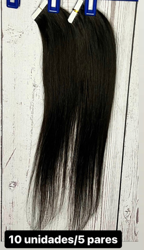 10 Extensiones Adhesivas Pelo Natural 40cm Castaño, Negro