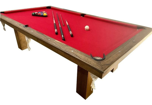 Mesa Pool Profesional Deluxe + Tapa Reversible + Accesorios Paño Rojo