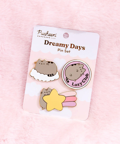 Conjunto De Pines Gato Pusheen The Cat Dreamy Days Pins Set Color Gris Oscuro