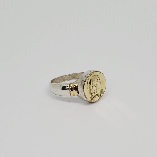 Imagen 2 de 7 de Anillo Plata Y Oro Virgen Niña