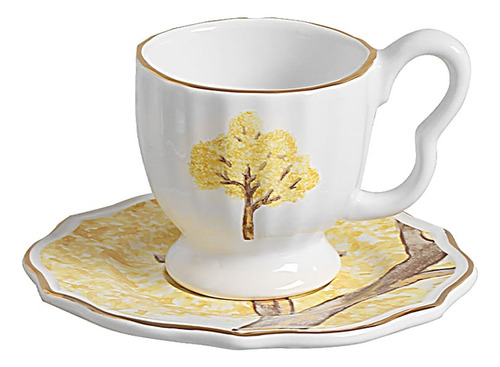 Aparelho de Jantar 20 pecas Ype Amarelo filete ouro Scalla Ceramica