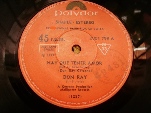 Don Ray / Hay Que Tener Amor - Simple Vinilo Promo