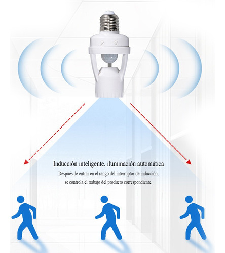 2 Porta Lámpara Sensor De Movimiento 360° Grados Socket