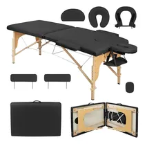 Comprar Camilla Para Masajes Jazak Profesional \u002F Madera \u002F Ideal Masajes \u002F Depilación \u002F SPA \u002FValija Plegable \u002F Estética \u002F Tatuajes \u002F Apoya Brazos y Cabeza \u002F Reforzada \u002F Portátil \u002F Con Funda \u002F Color Negro