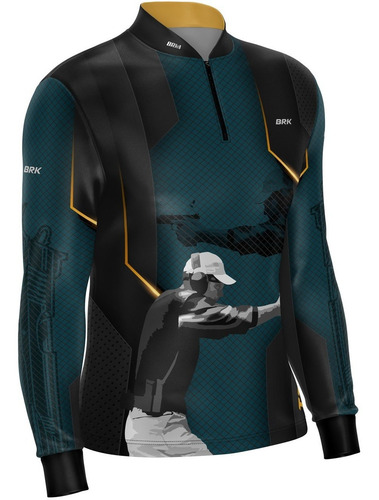 Imagem 5 de 7 de Camisa Tiro Esportivo Brk Azul Com Preto Com Fpu 50+