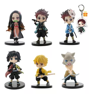 6 Piezas Figuras Anime Demon Slayer Juguetes De Coleccion