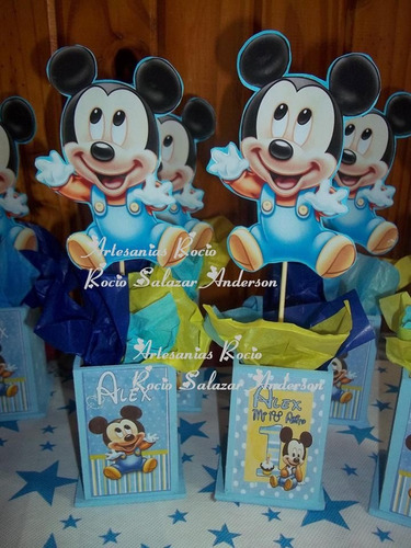 Centros De Mesa Mickey,minnie Bebe Base Personalizados 1 Año