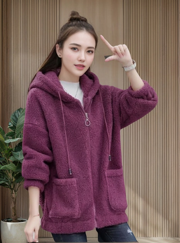 Abrigo De Sherpa De Imitación De Suéter Suelto De Mujer