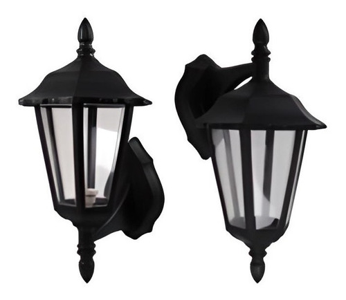 Farol Hexagonal De Pared Metal Negro