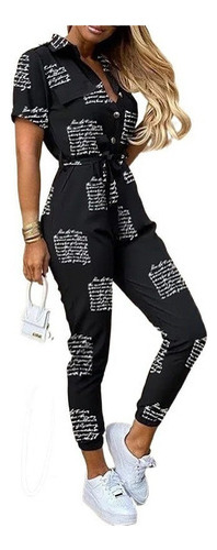 . Women's Casual Jumpsuit Deep V Neck With Buttons