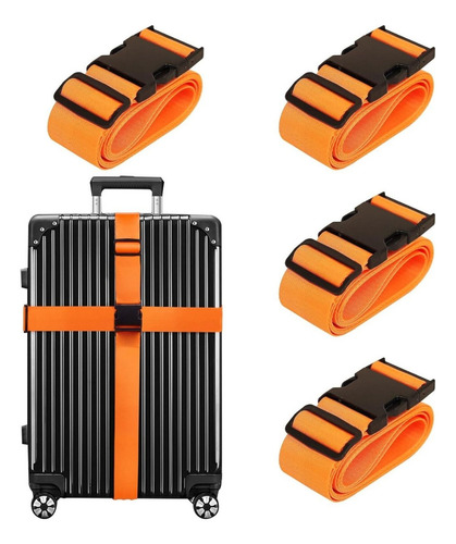 Timotech Set De 4 Correas De Equipaje Para Maletas Ajustable Color Naranja