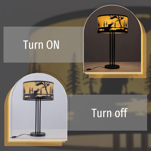 Lámparas De Mesa Negras De Granja, 4 Luces Con Pantalla De T