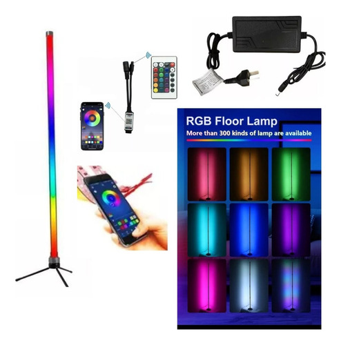 Luz Lampara Pie Esquinero Led Rgb Bluethoot Minimalista Deco