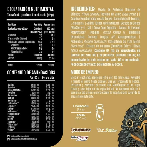 Proteina Fitness Birdman Falcon Performance Golden Vainilla Vainilla