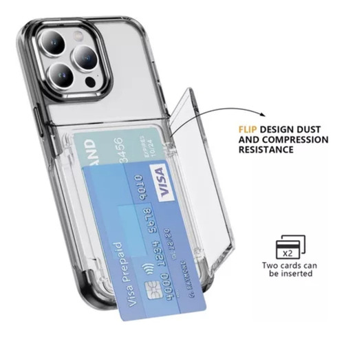 B / Funda Transparente For iPhone Con Tarjetero