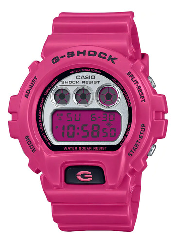 Reloj Casio G-shock Dw-6900rcs-4 Correa Rosa Chicle Bisel Rosa Chicle Fondo Plateado