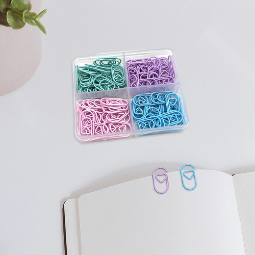 120 Clips De Papel Pequeños Marcapáginas Con Caja De