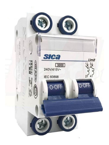 Llave Termica Din Sica 3ka Bipolar 2 X 1 - 2 - 3 Amp.