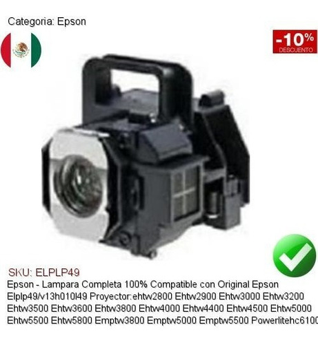 Lampara Epson Elplp492800/3000/4000/5000/6500 Powerlite