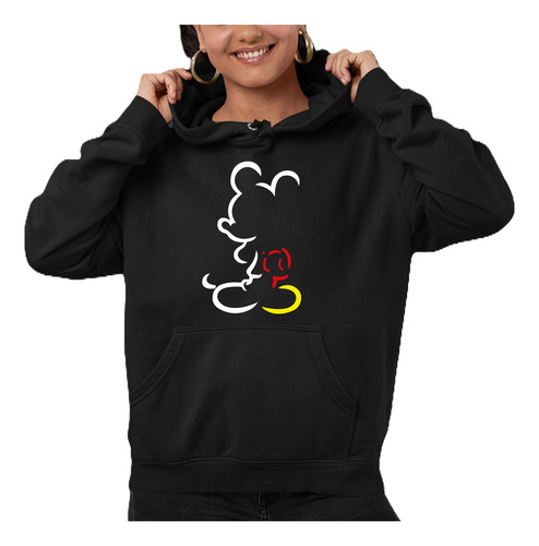 Sudadera Negra Con Gorro Pareja Mickey And Minnie Silueta