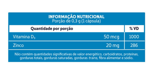 Vitamina D3 2.000 Ui + Zinco 20mg 30 Cápsulas Biolab