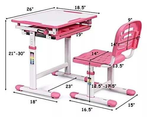 Mount-It! Juego de escritorio y silla para niños, estación de trabajo  escolar ergonómica para niños con cajón de almacenamiento, gris (gris)