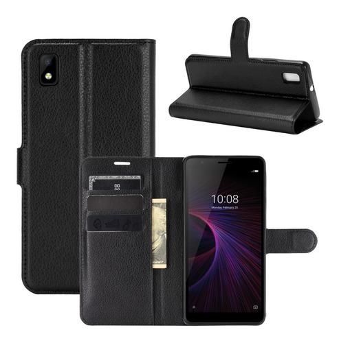 Funda Tipo Cartera Litchi Horizontal Para Zte Blade L210