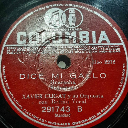 Pasta Xavier Cugat 2272 291743 Columbia C331