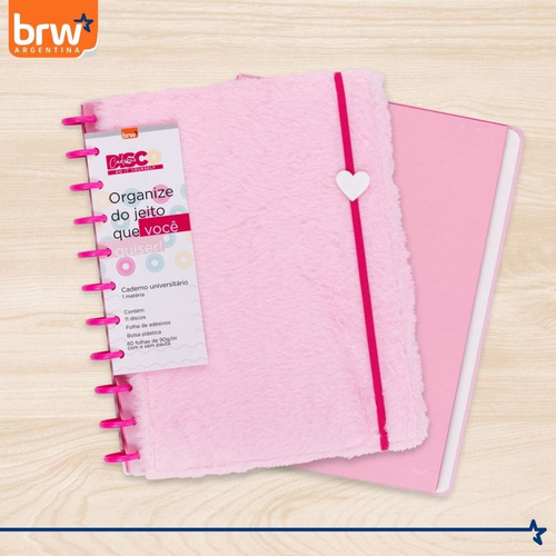 Cuaderno Inteligente C/ Discos Brw Peluche Tapa Dura 28x21cm Rosa