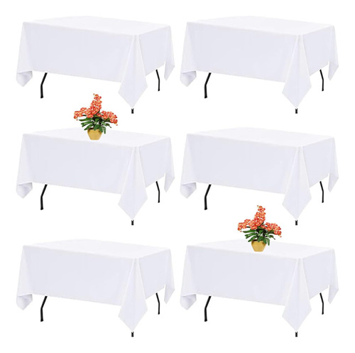 Mantel Rectangular Blanco De Poliéster 152 X 259 Cm