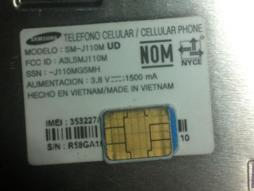 Tarjeta Lógica Samsung Modelo J110m (Usado)