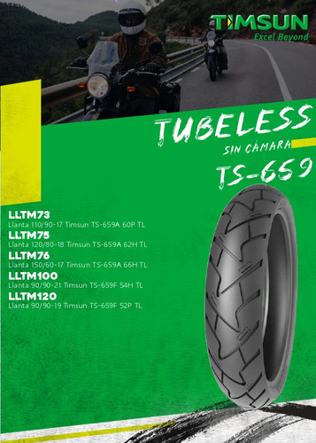 Caucho Para Moto Timsun 90/90-21 Ts-659 F 54h Tl Dual Sport