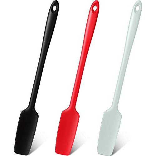 3 Pieces Silicone Jar Spatula Long Handle Rubber Spatul...