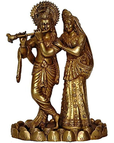 Aakrati Love Couple Radha Krishan Estatua Gloriosa De Latón 