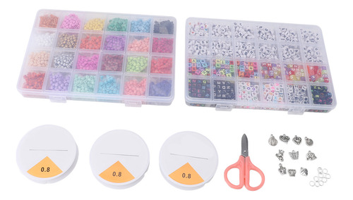 Juego De Abalorios Con Letras Para Pulseras, 24 Colores, Cue